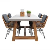 Veltis/Carlos antraciet dining tuinset | 4 personen | betonlook + wicker | 200cm