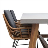 Veltis/Carlos antraciet dining tuinset | 4 personen | betonlook + wicker | 200cm
