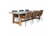 Veltis/Carlos antraciet dining tuinset | 6 personen | betonlook + wicker | 250cm