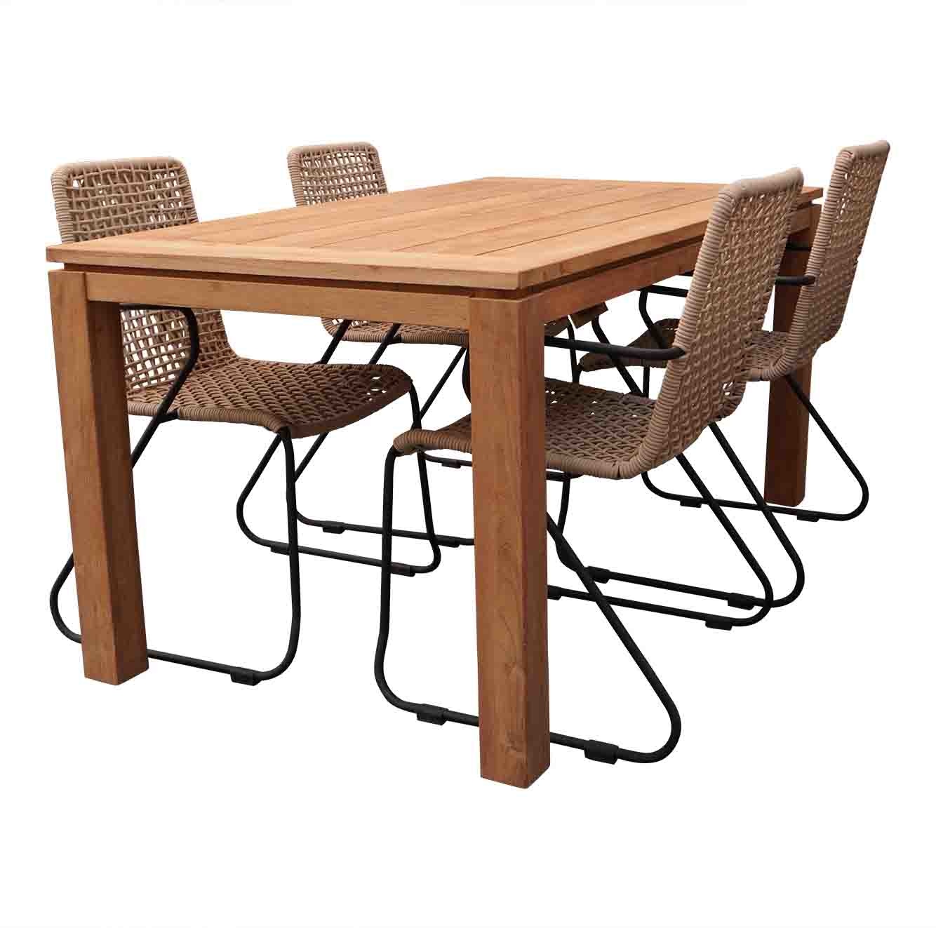 Kensington/Mendes zand dining tuinset 5-delig | teakhout | 180cm