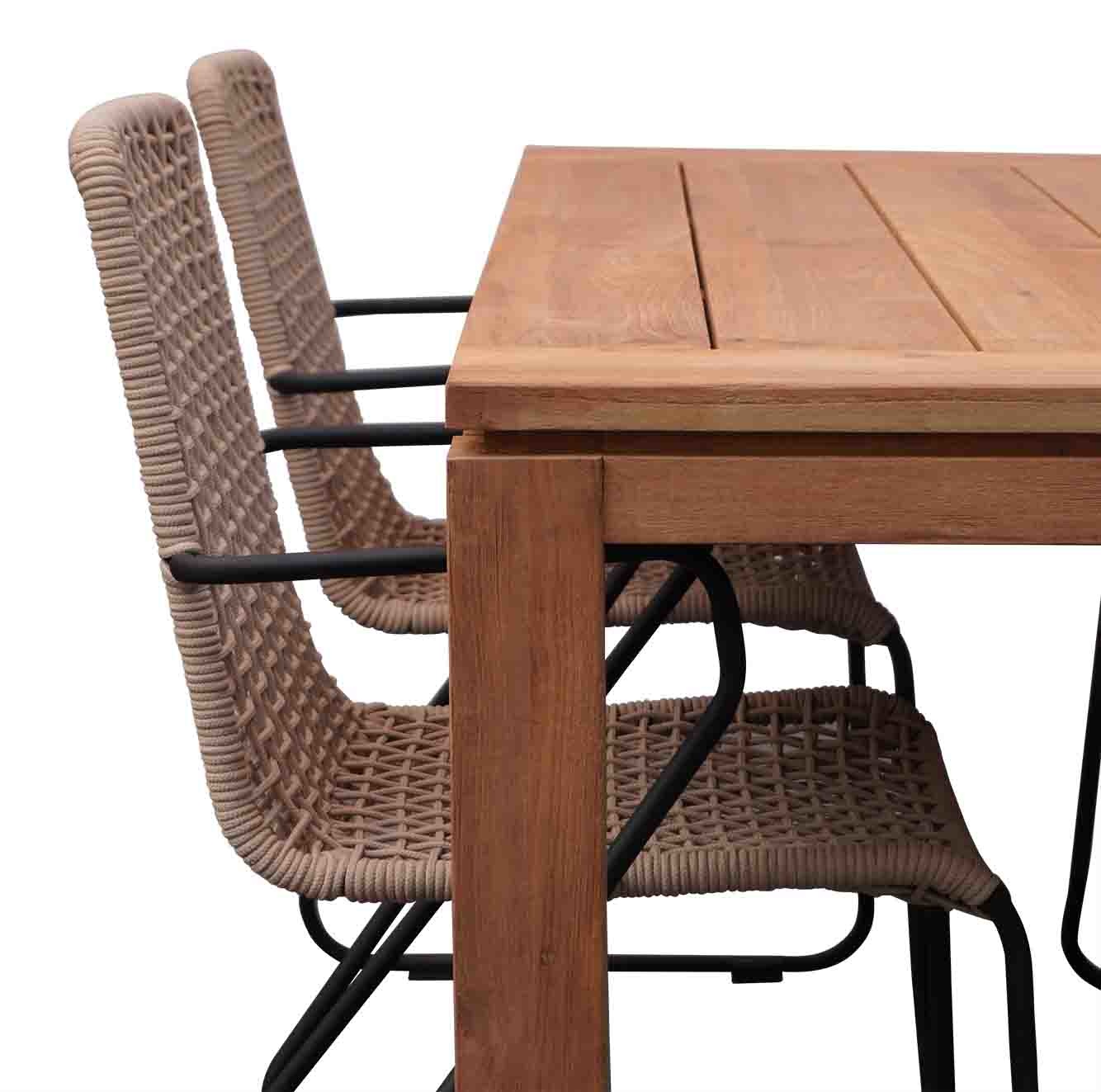 Kensington/Mendes zand dining tuinset 5-delig | teakhout | 180cm