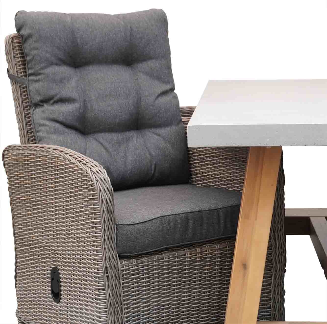 Veltis/Nola betonlook dining tuinset 5-delig 200x100 cm