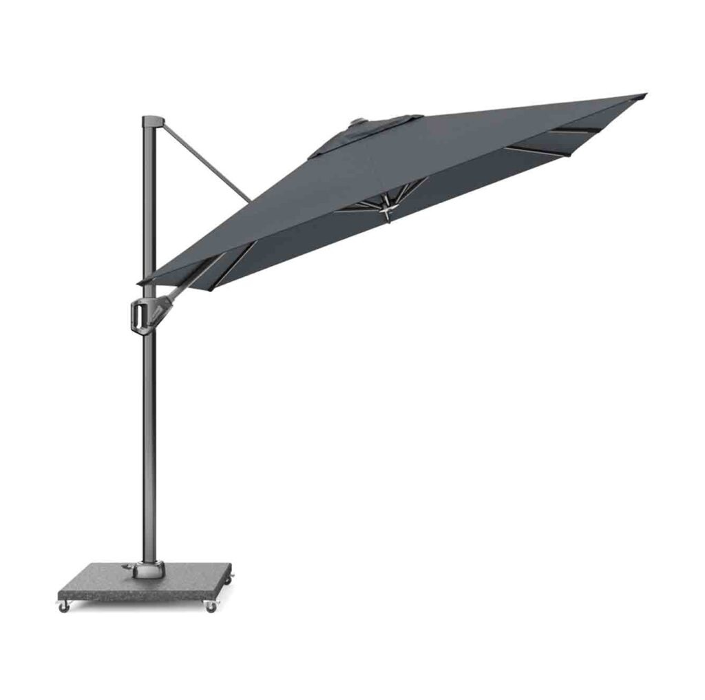 Voyager T¹ zweefparasol | 250x250cm met Salerno parasolvoet 90kg | antraciet