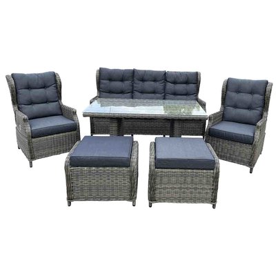 Belfort stoel-bank loungeset - verstelbaar 7 personen | wicker | Kobo Grey | 6-delig