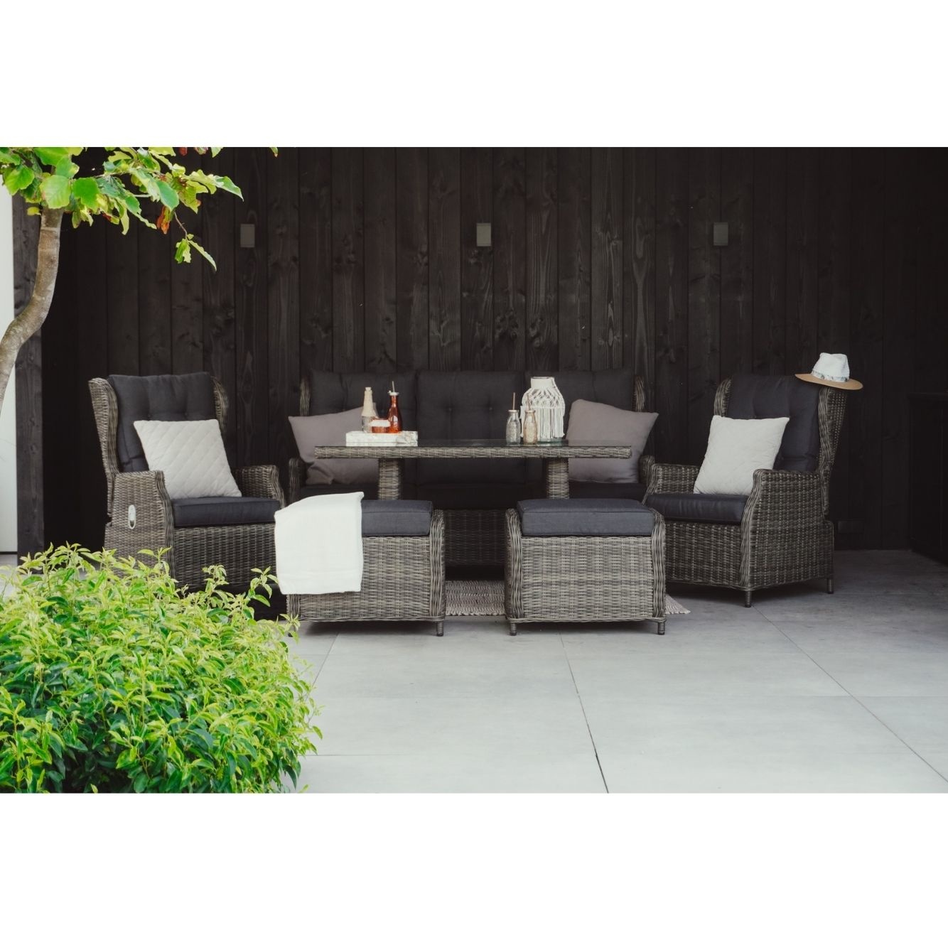 Belfort stoel-bank loungeset 6-delig | wicker | verstelbaar | Kobo Grey