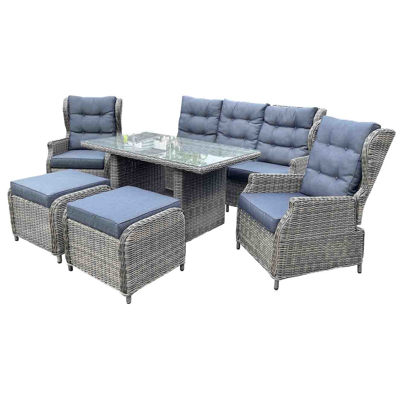 Belfort stoel-bank loungeset 6-delig | wicker | verstelbaar | Kobo Grey