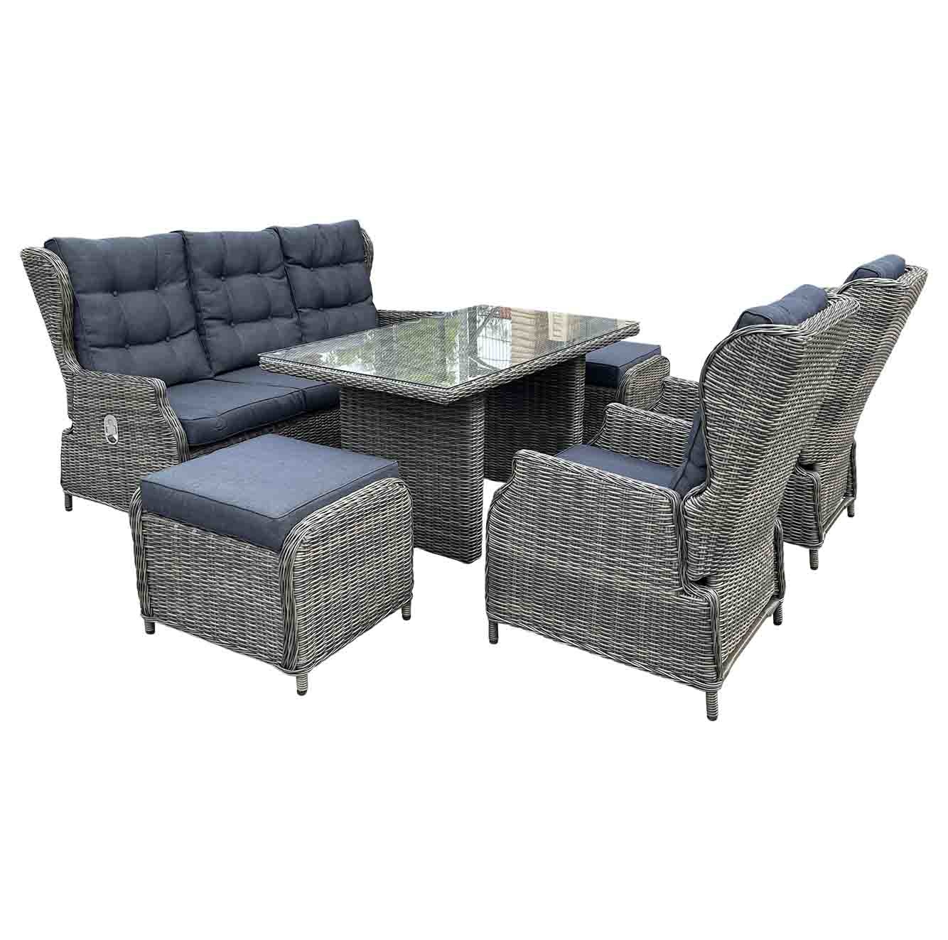Belfort stoel-bank loungeset 6-delig | wicker | verstelbaar | Kobo Grey