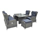 Belfort stoel-bank loungeset - verstelbaar 7 personen | wicker | Kobo Grey | 6-delig