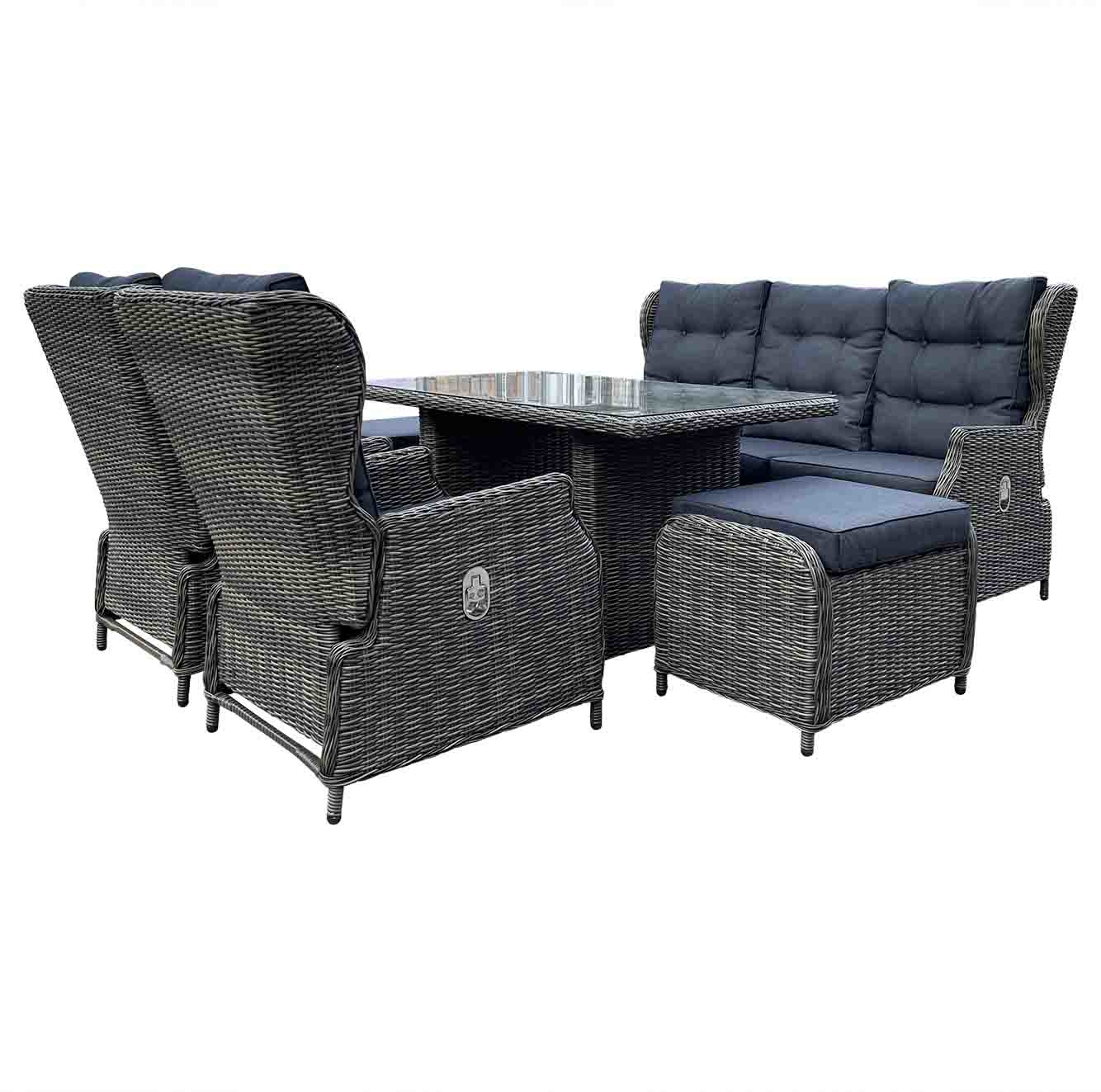 Belfort stoel-bank loungeset 6-delig | wicker | verstelbaar | Kobo Grey