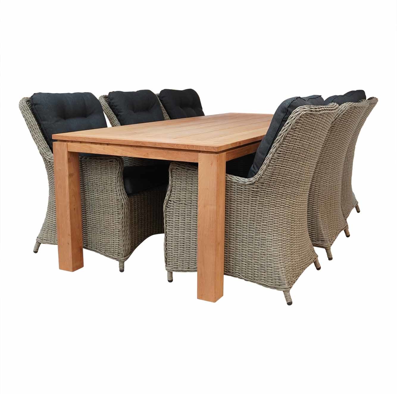 Kensington/Elip Natural Grey dining tuinset 7-delig | teakhout | 240cm