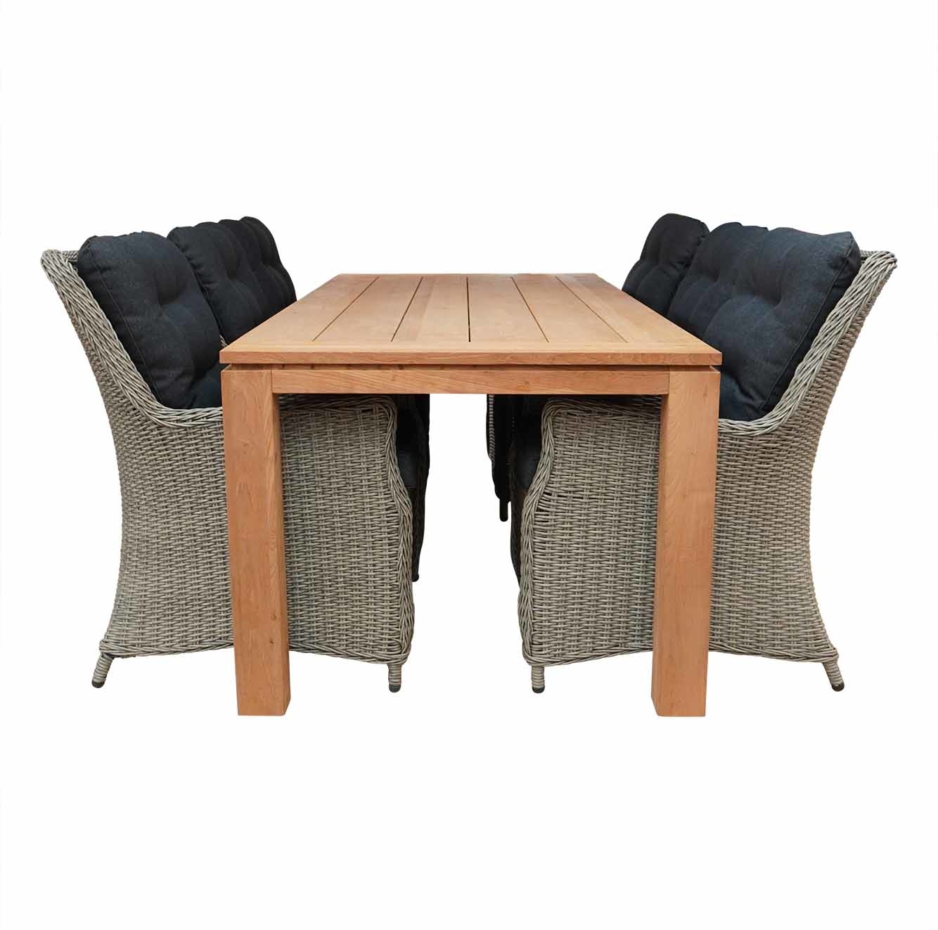 Kensington/Elip Natural Grey dining tuinset 7-delig | teakhout | 240cm