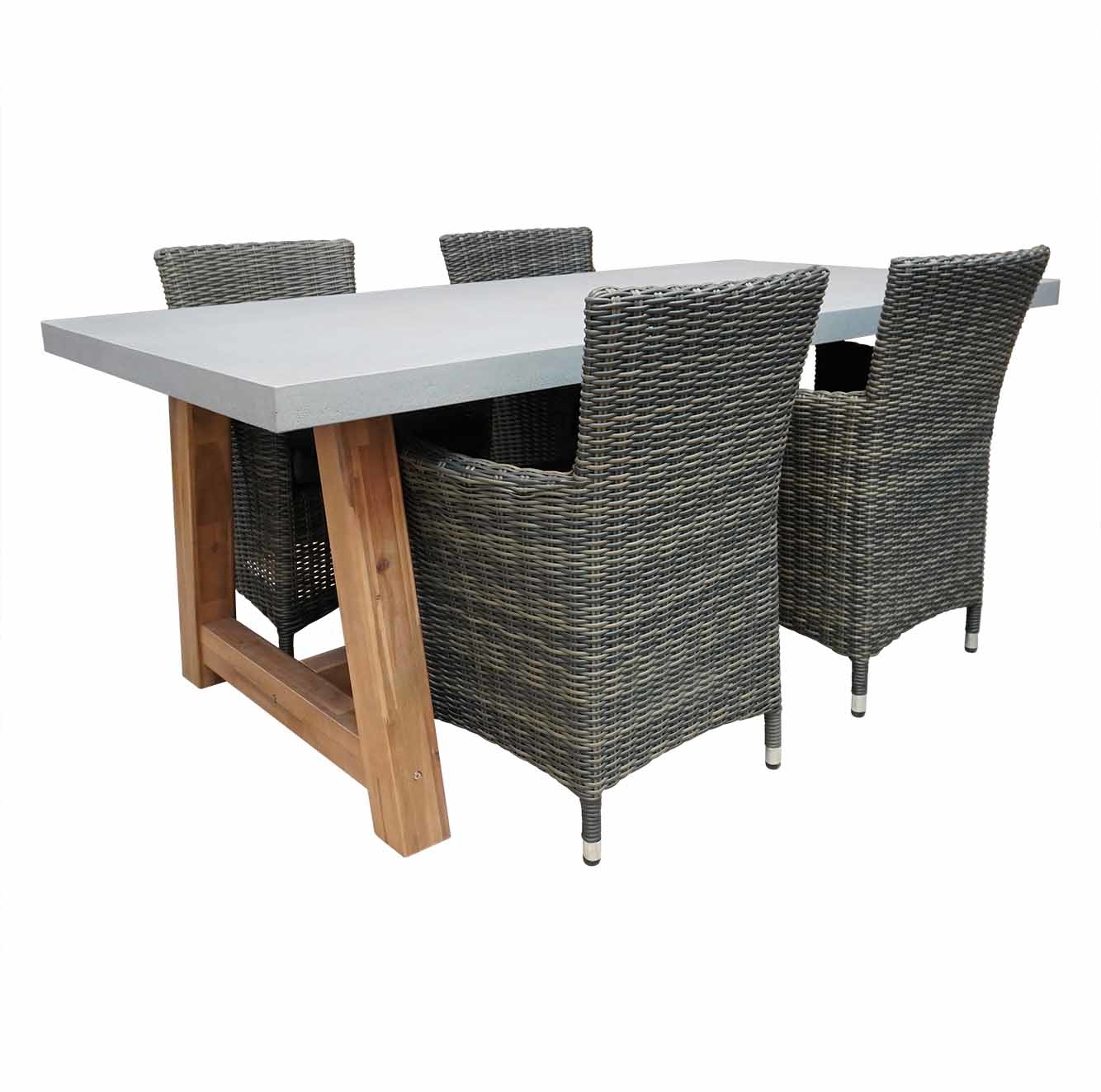 Veltis/Bordeaux betonlook dining tuinset 5-delig 200x100 cm