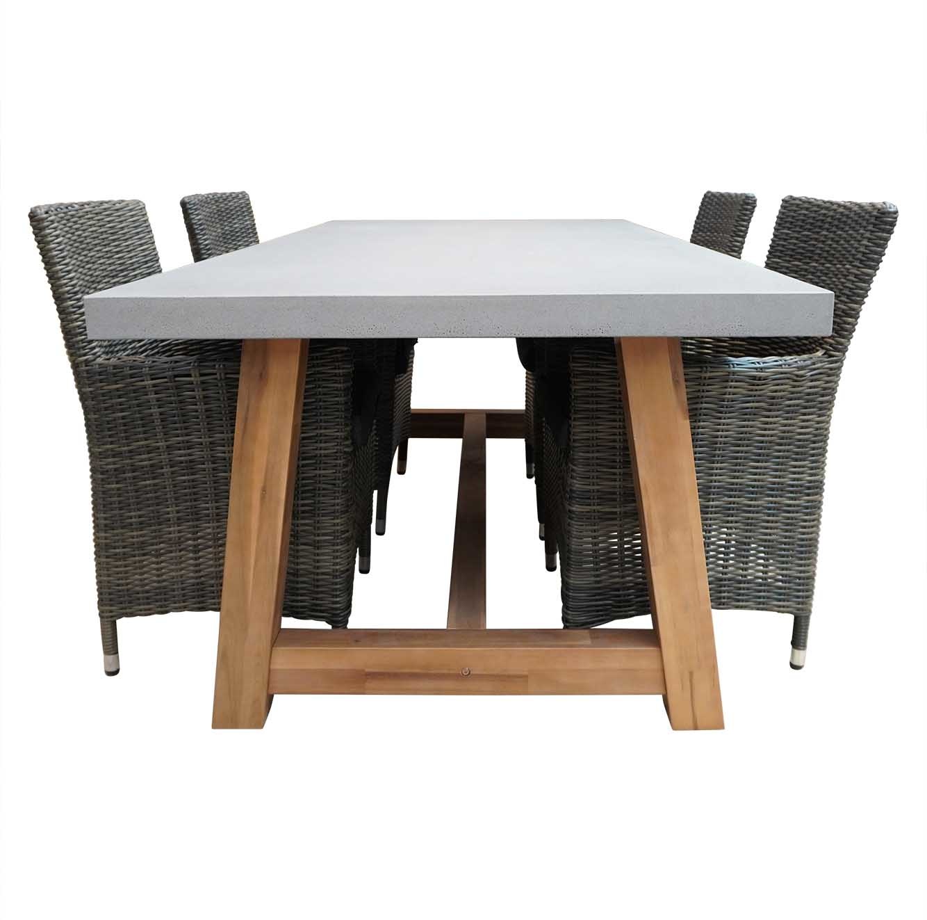Veltis/Bordeaux betonlook dining tuinset 5-delig 200x100 cm