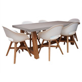 Veltis/Karlstad wit dining tuinset | 6 personen | betonlook + kunststof | 200cm