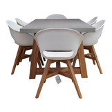 Veltis/Karlstad wit dining tuinset | 6 personen | betonlook + kunststof | 200cm