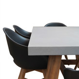 Veltis/Karlstad zwart dining tuinset | 6 personen | betonlook + kunststof | 200cm