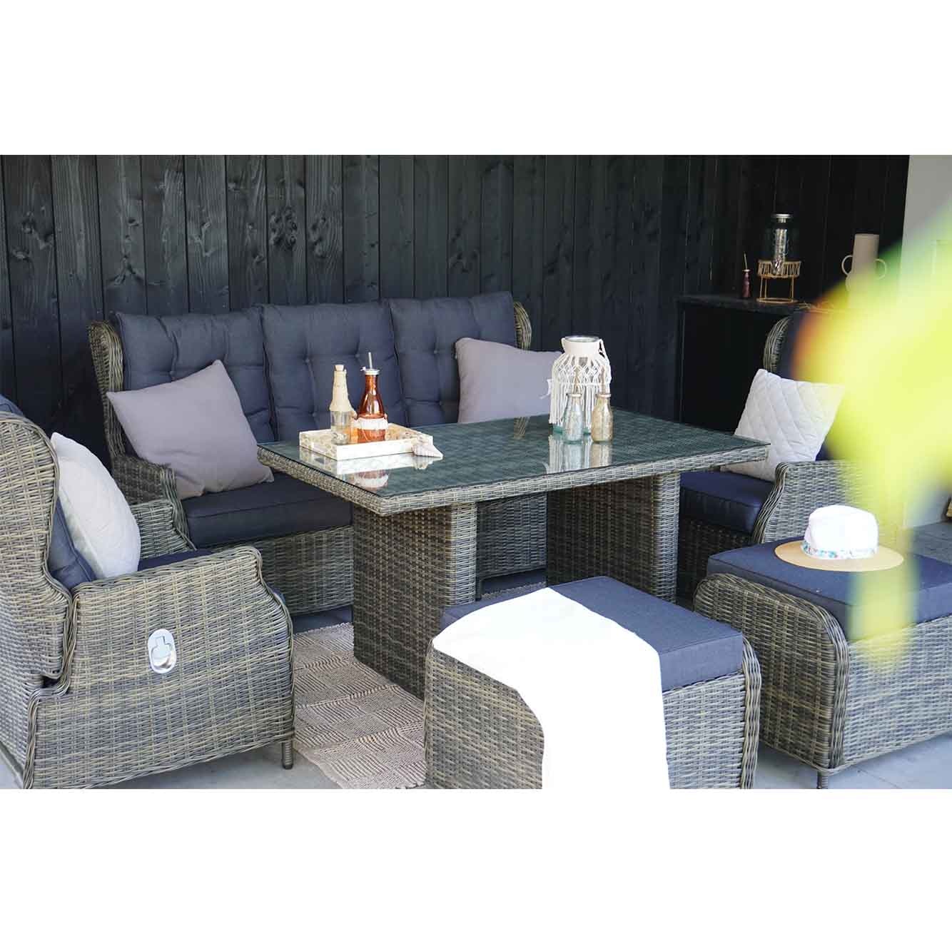 Belfort loungebank | aluminium + wicker | Kobo Grey