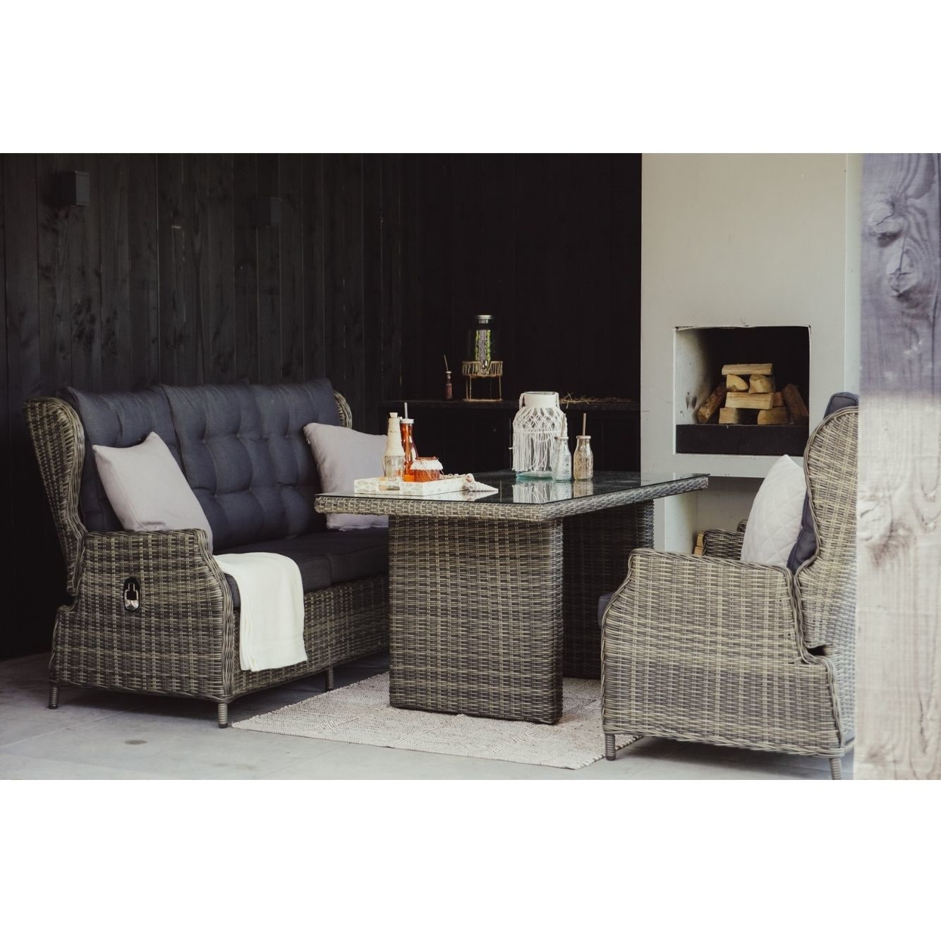 Belfort stoel-bank loungeset - verstelbaar 5 personen | wicker | Kobo Grey | 4-delig