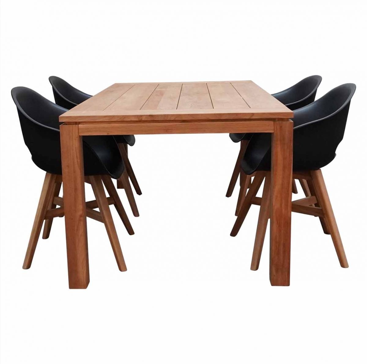 Kensington/Karlstad zwart dining tuinset 5-delig | teakhout | 180cm