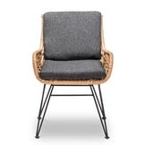 Carlos dining tuinstoel met kussens | wicker + RVS | Bamboo antraciet