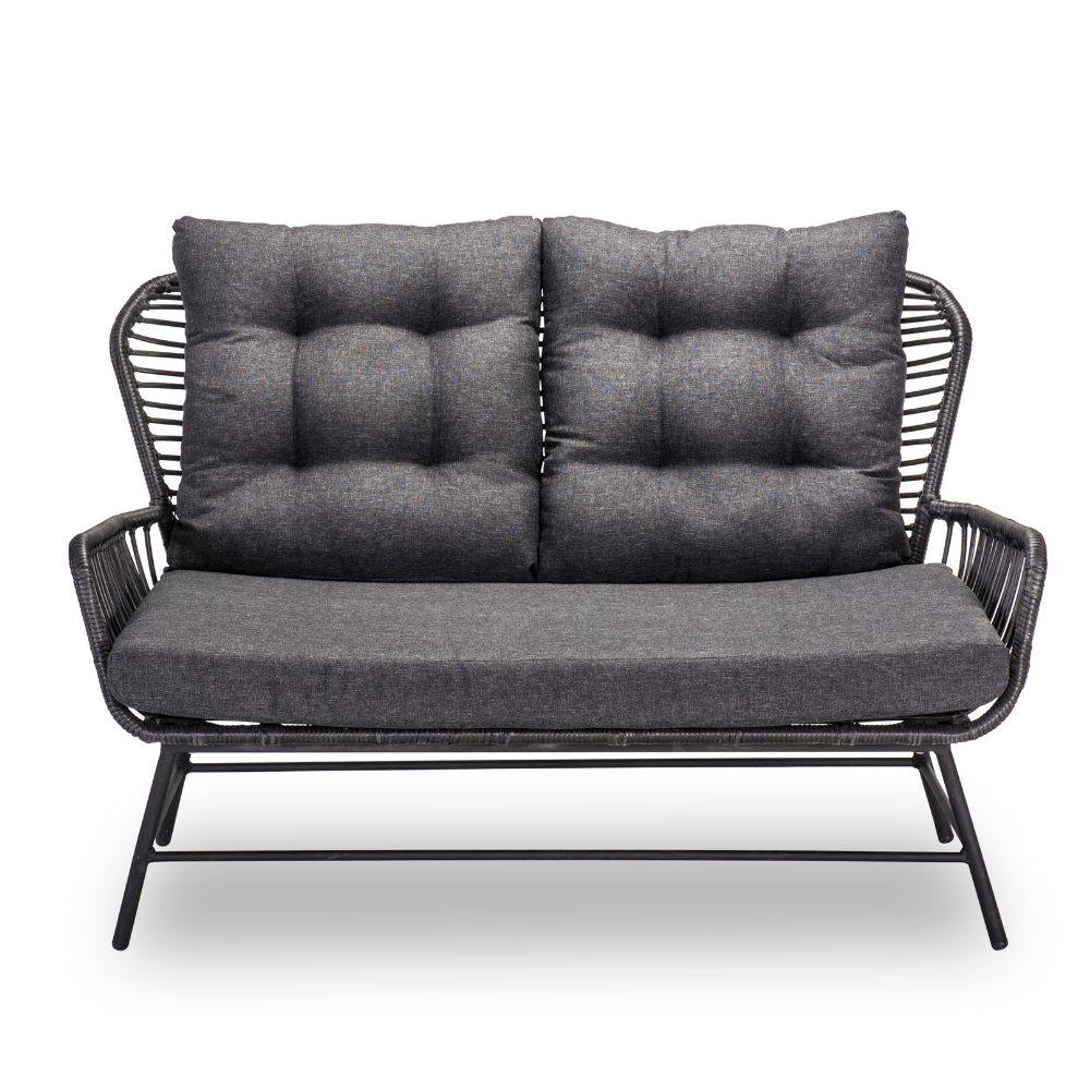 Dex loungebank | wicker + aluminium | Charcoal | 150cm