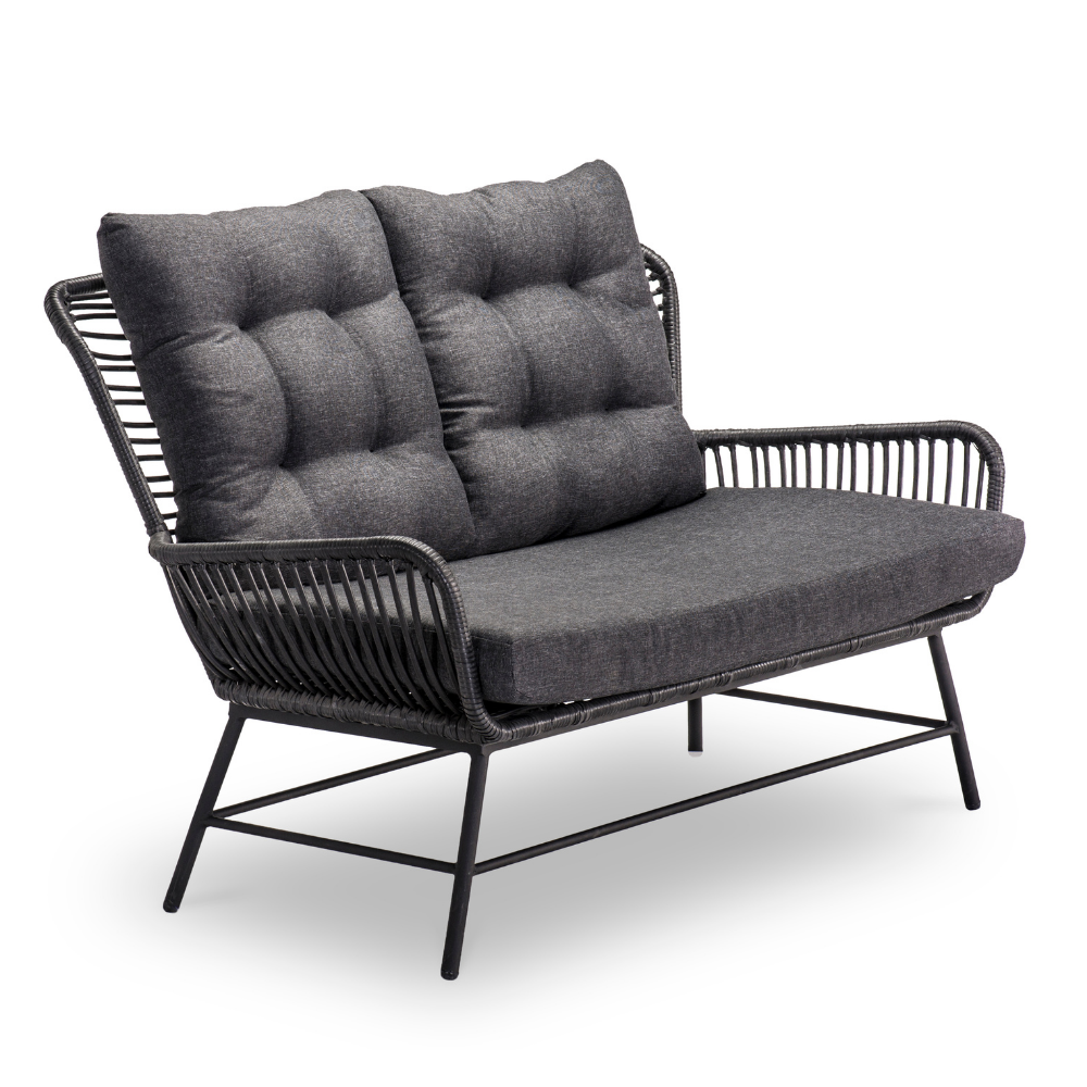 Dex loungebank | wicker + aluminium | Charcoal | 150cm
