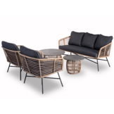 Flow stoel-bank loungeset 5 personen | wicker + betonlook | bamboo antraciet | 3-delig