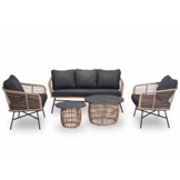 Flow stoel-bank loungeset 5 personen | wicker + betonlook | bamboo antraciet | 3-delig