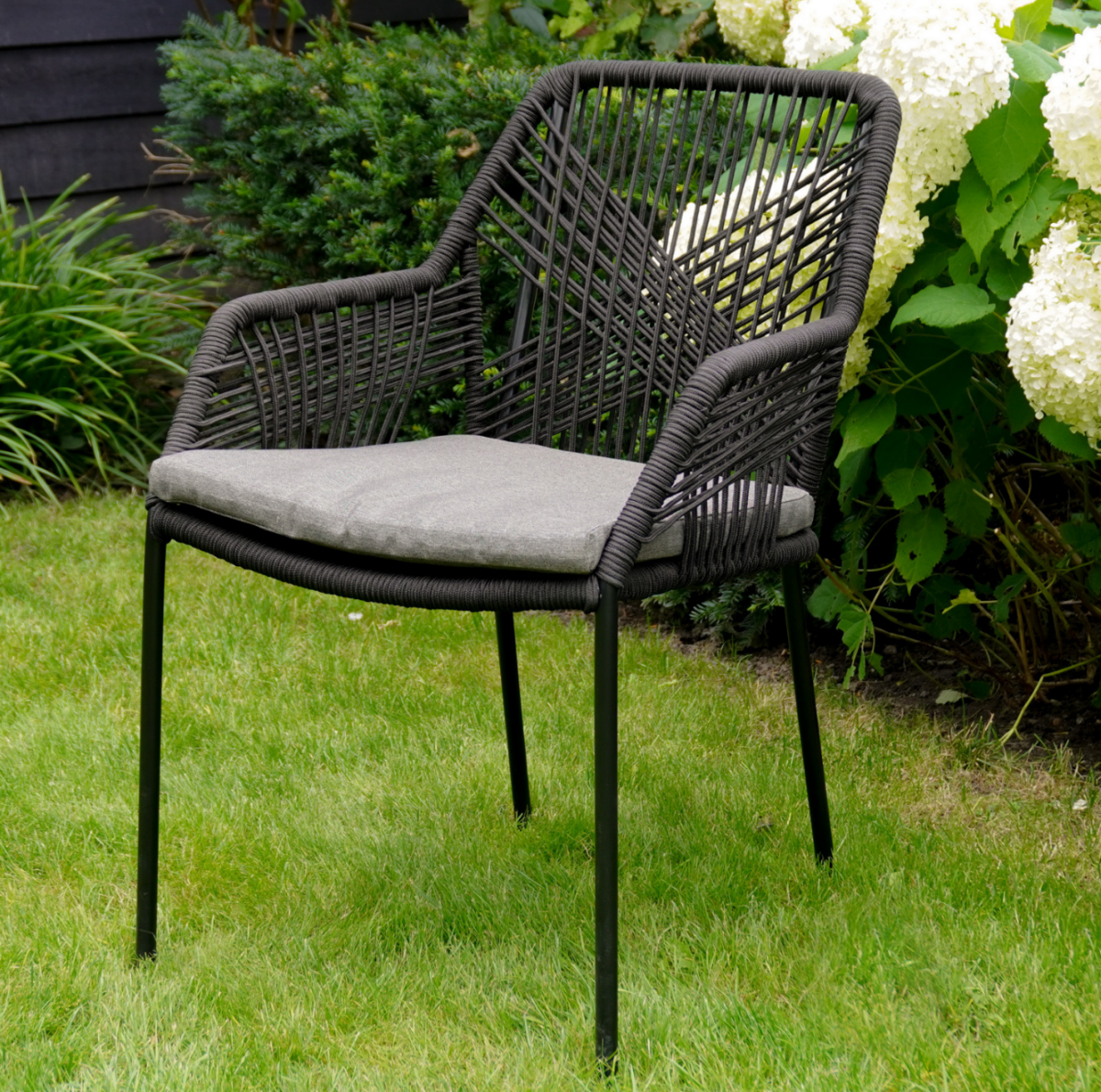 Veltis/Seville zwart betonlook dining tuinset 5-delig 200x100cm
