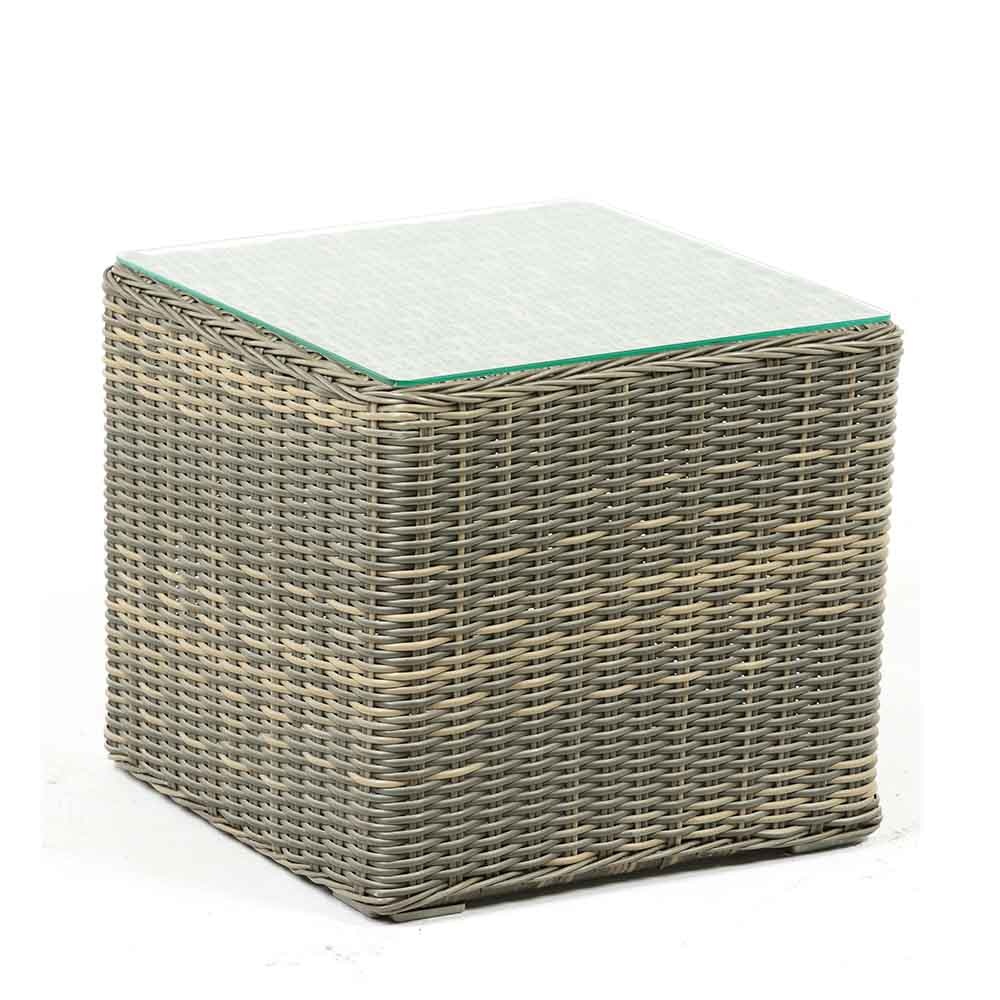 Toscane bijzettafel | aluminium + wicker | Kobo Grey | 50x50cm