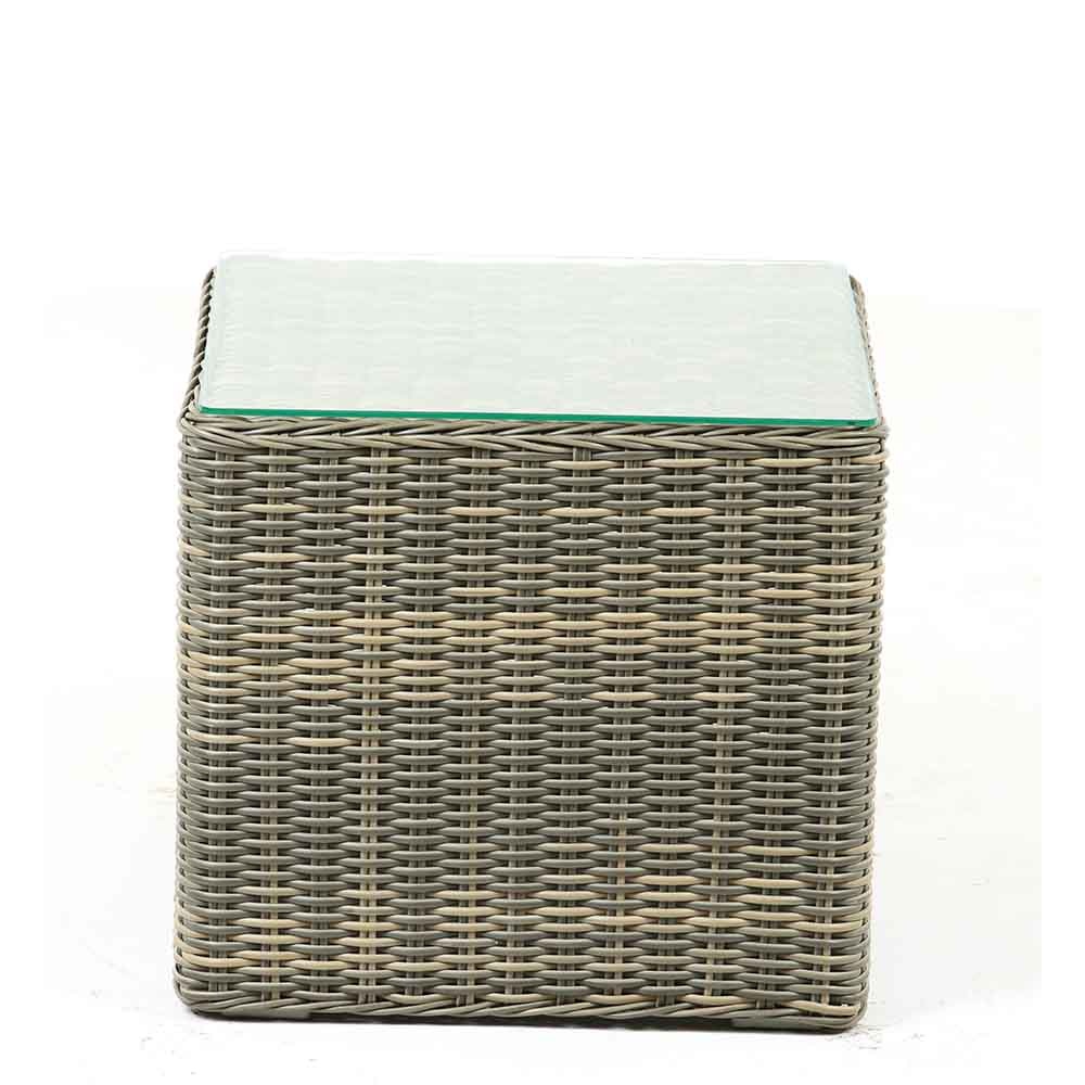 Toscane bijzettafel | aluminium + wicker | Kobo Grey | 50x50cm