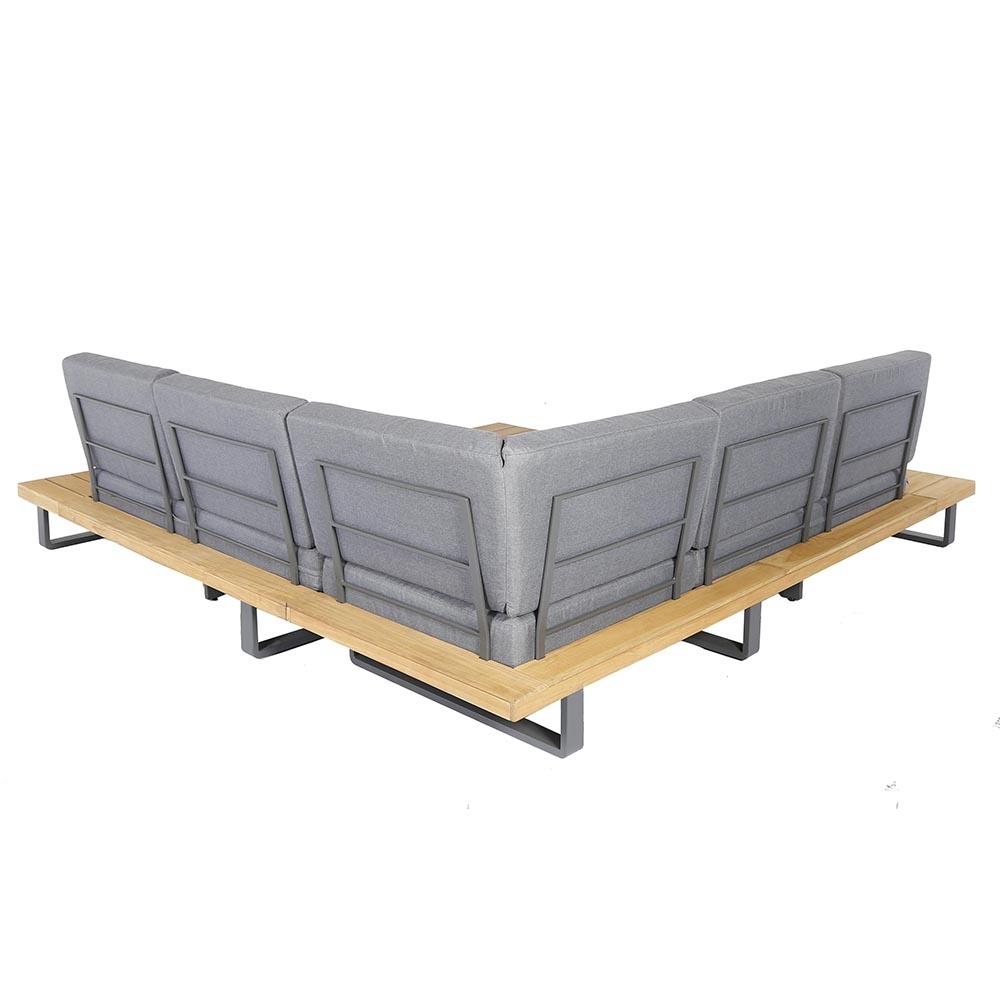 Salvador hoek loungeset 5 personen | aluminium + hardhout | Light Teaklook | 3-delig - 260x260cm