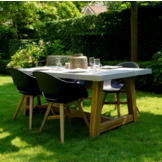 Veltis/Karlstad zwart dining tuinset | 4 personen | betonlook + kunststof | 200cm