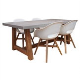 Veltis/Karlstad wit dining tuinset | 4 personen | betonlook + kunststof | 200cm