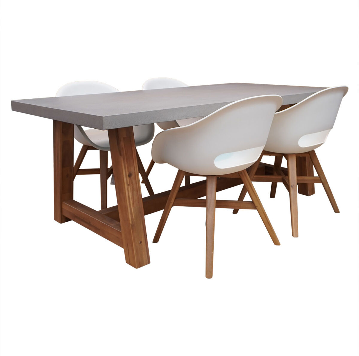 Veltis/Karlstad wit dining tuinset | 4 personen | betonlook + kunststof | 200cm afbeelding