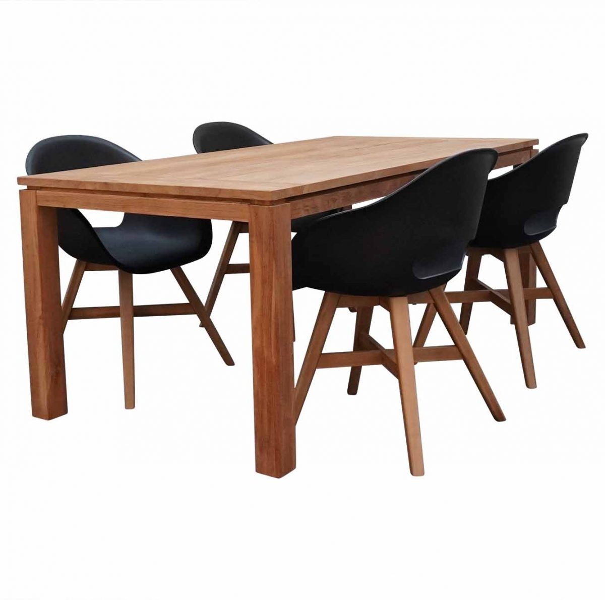 Kensington/Karlstad zwart dining tuinset 5-delig | teakhout | 180cm