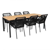 Arezzo/Seville zwart dining tuinset | 6 personen |  | 200cm
