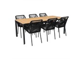 Arezzo/Seville zwart dining tuinset | 6 personen |  | 200cm