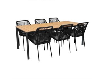Arezzo/Seville zwart dining tuinset | 6 personen |  | 200cm