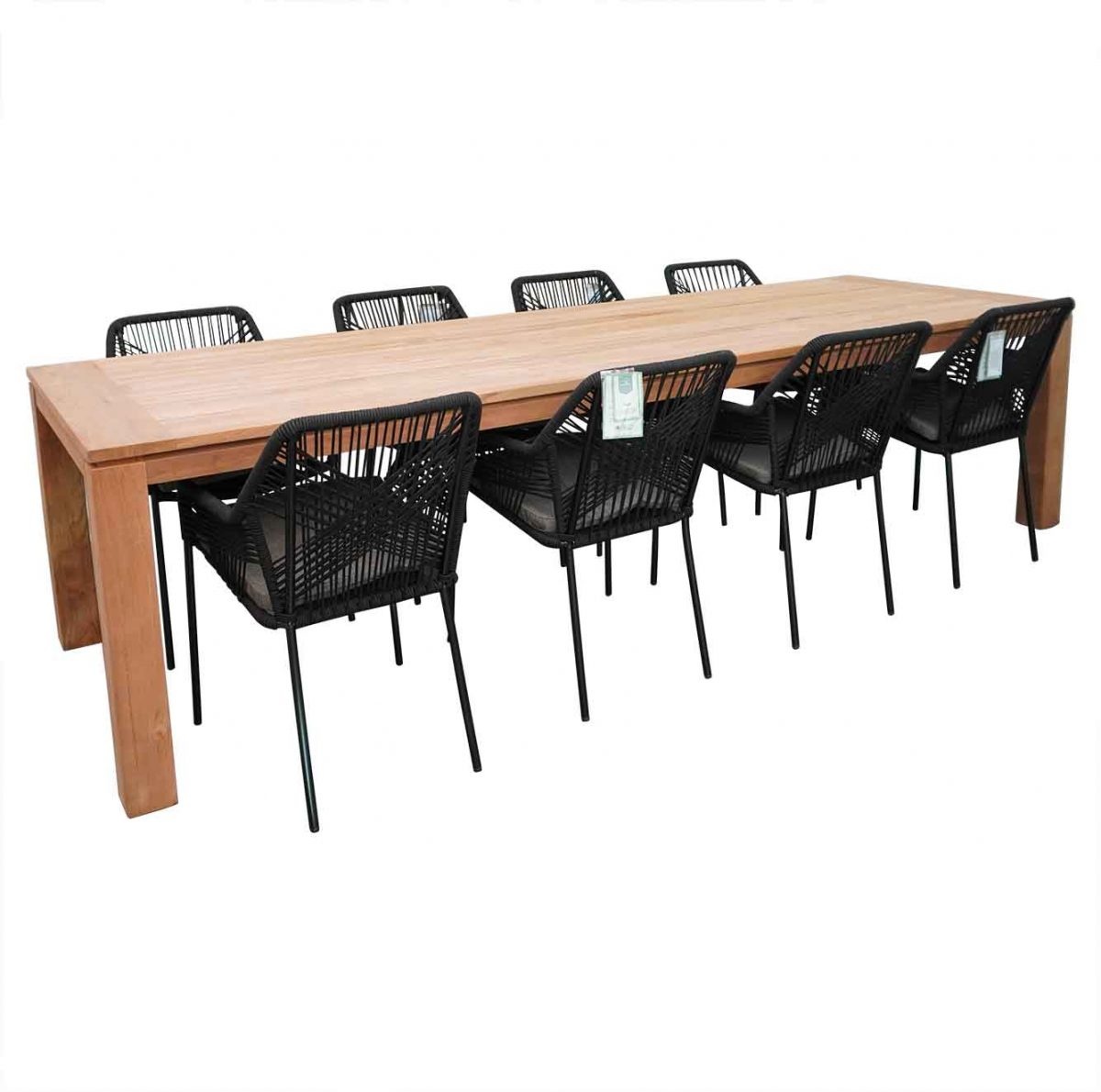 Kensington/Seville Zwart Teak dining tuinset 9-delig