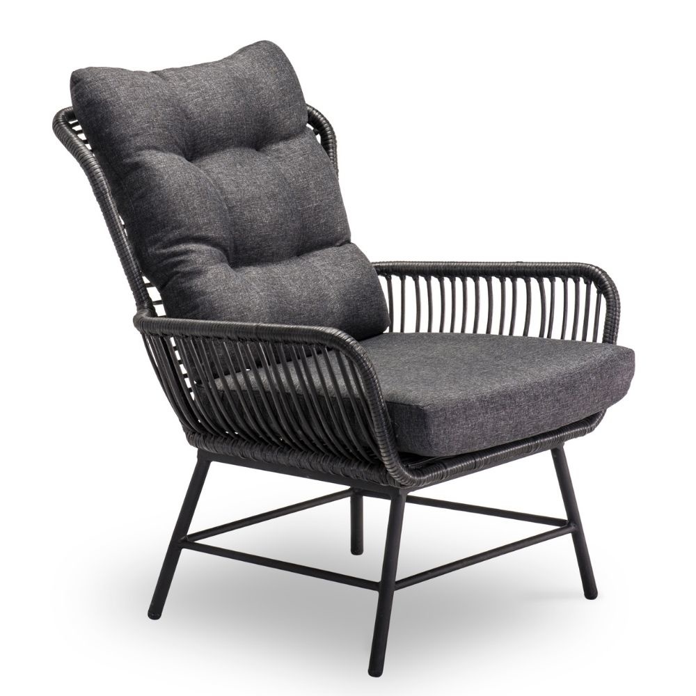 Dex loungestoel tuin | wicker + aluminium | Charcoal