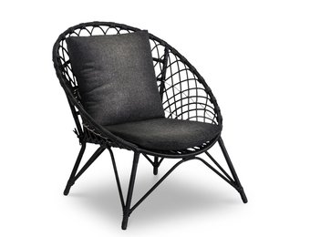Amos loungestoel tuin | wicker | zwart