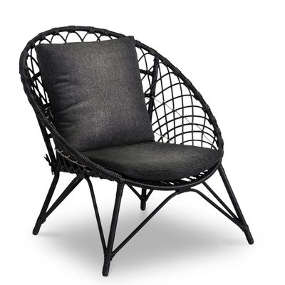 Amos loungestoel tuin | wicker | zwart