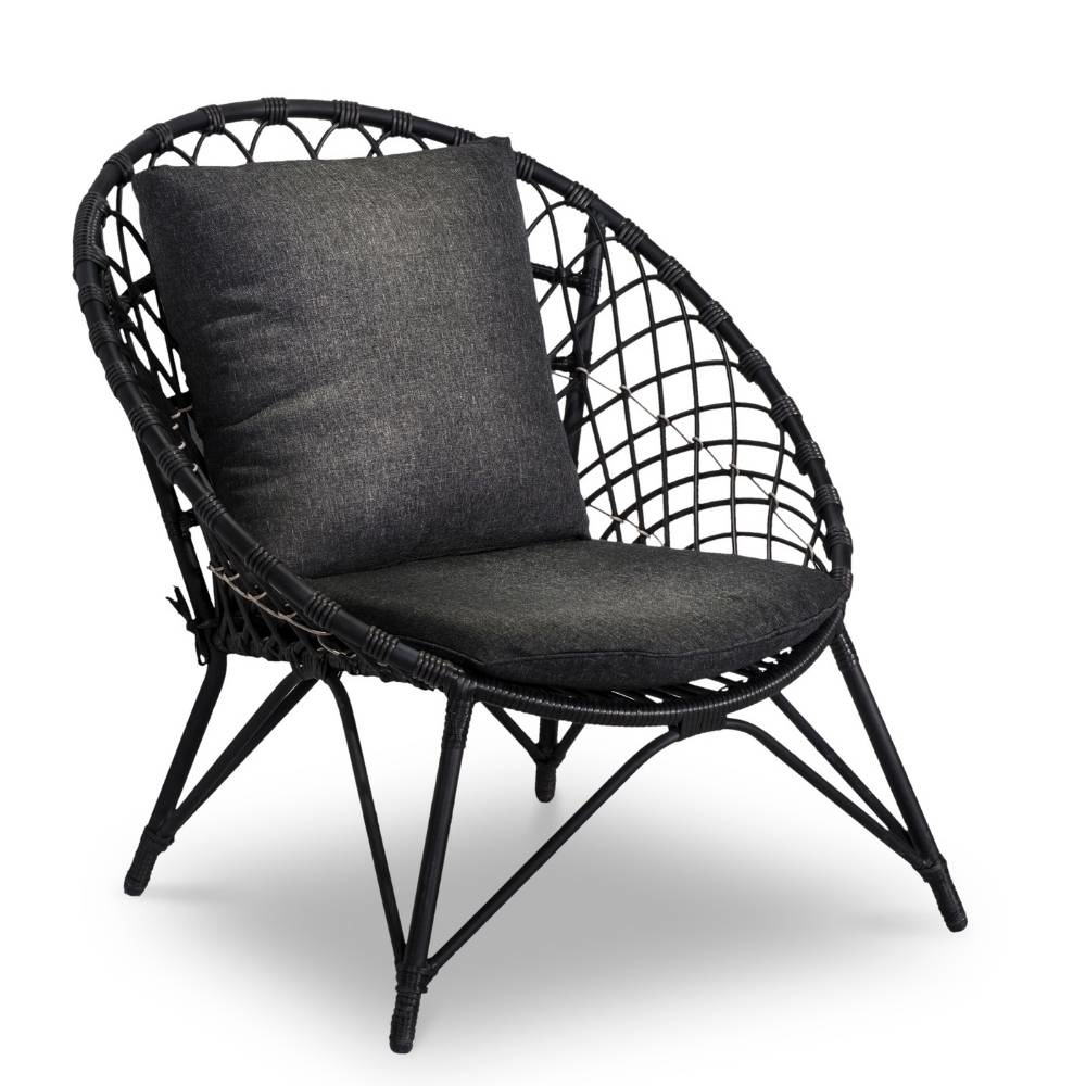 Amos loungestoel | wicker | zwart