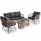 BUITEN living Flow stoel-bank loungeset 5 personen | wicker + betonlook | bamboo antraciet | 3-delig