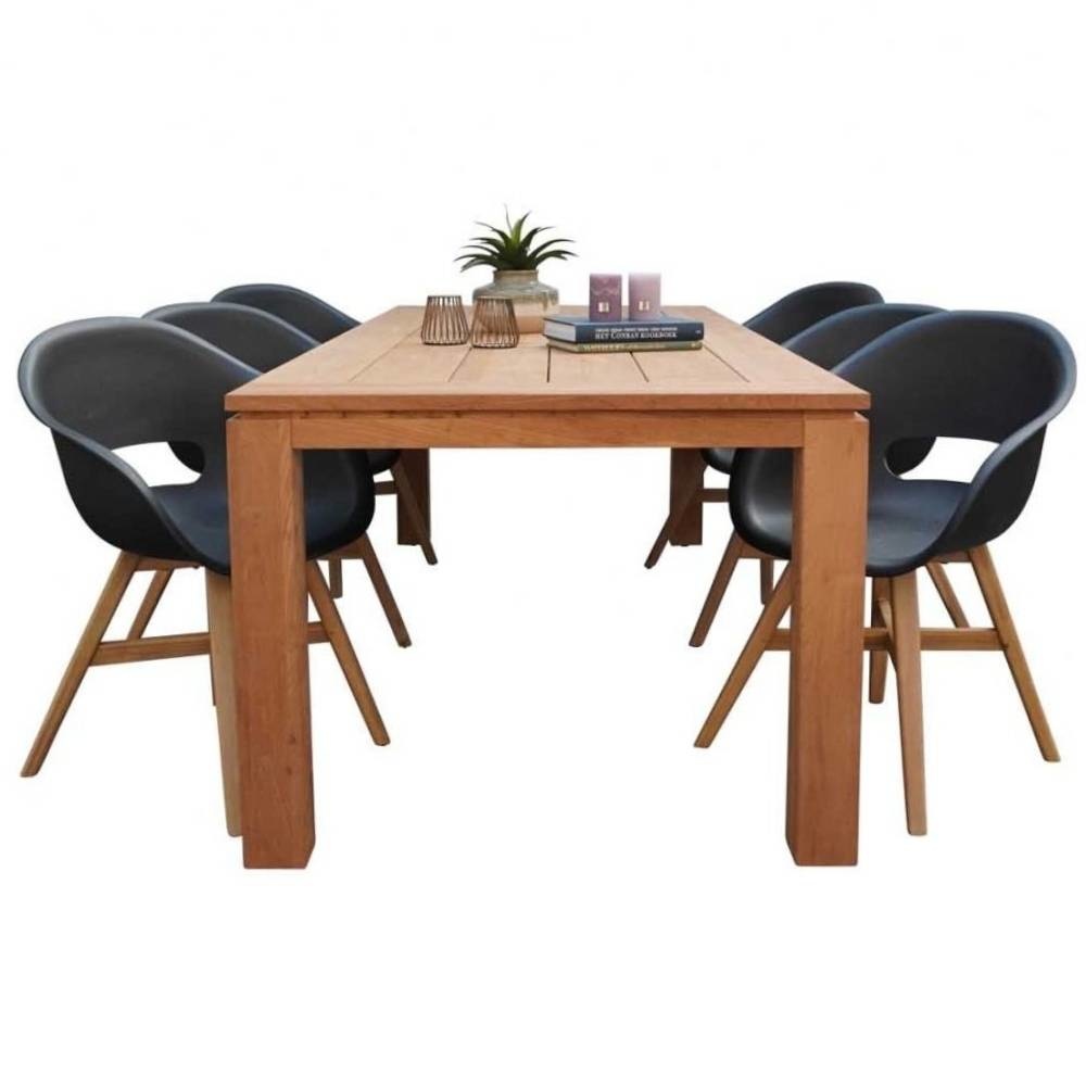 Kensington/Karlstad zwart dining tuinset 7-delig | teakhout | 240cm