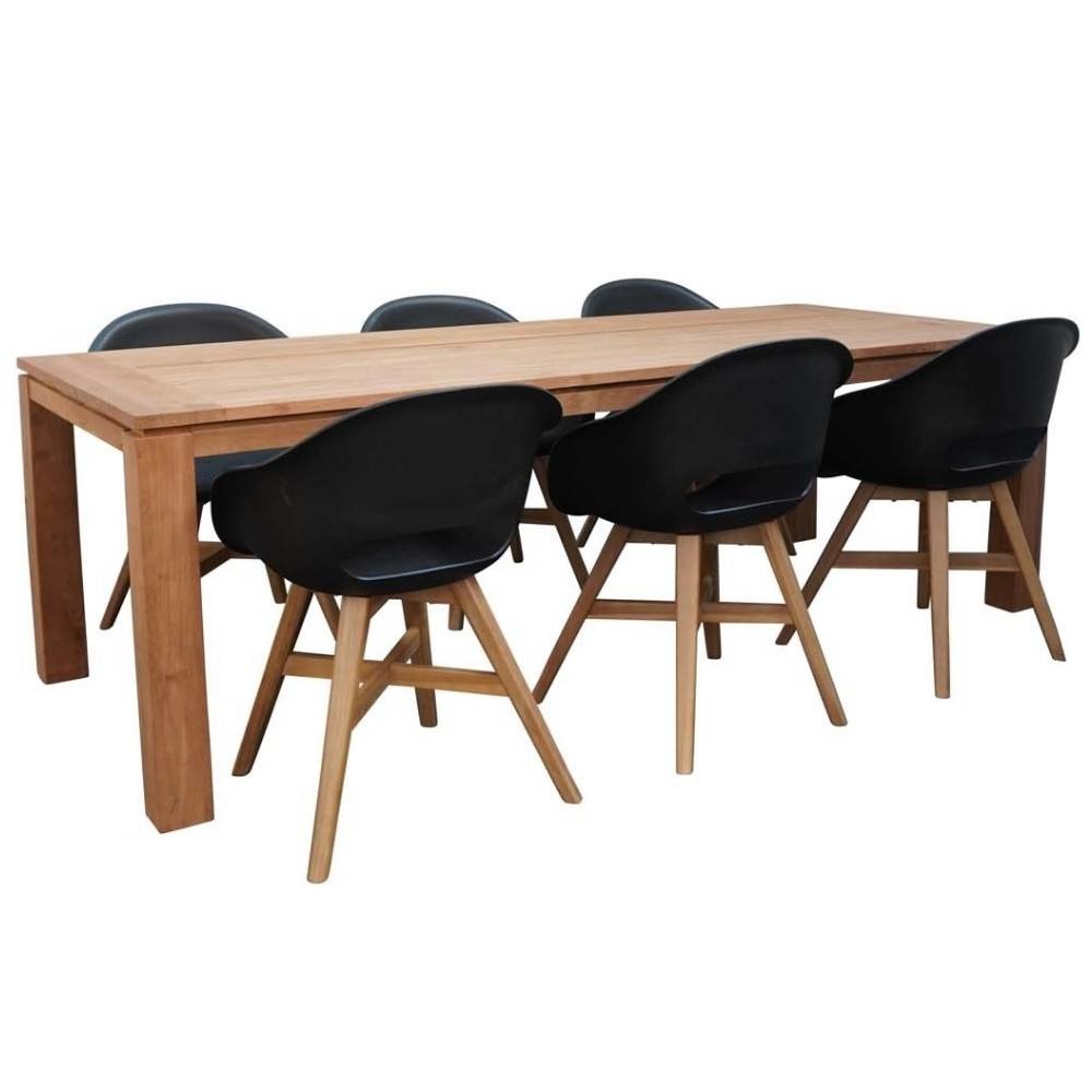 Kensington/Karlstad zwart dining tuinset 7-delig | teakhout | 240cm