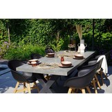 Lyon/Karlstad zwart dining tuinset | 6 personen | betonlook + kunststof | 250cm
