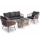 Flow stoel-bank loungeset 5 personen | wicker + betonlook | bamboo antraciet | 3-delig