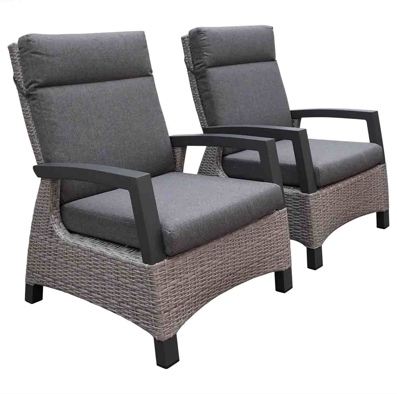 Prato Brick balkonset 2-delig | aluminium + wicker | verstelbaar | grijs
